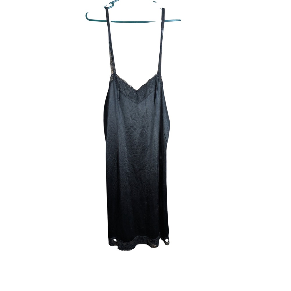 Vintage 80s Midi Slip Dress Size 36 Lace Straps Whimsigoth Goth